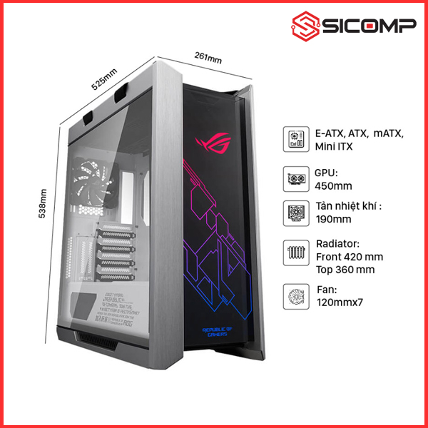 VỎ CASE ASUS ROG STRIX HELIOS GX601 WHITE EDITION (MID TOWER/ Màu Trắng), Picture 2