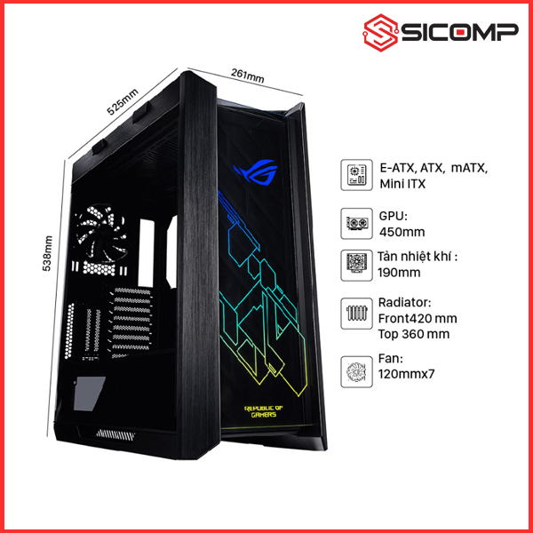 VỎ CASE ASUS ROG STRIX HELIOS GX601 (MID TOWER/ MÀU ĐEN), Picture 2