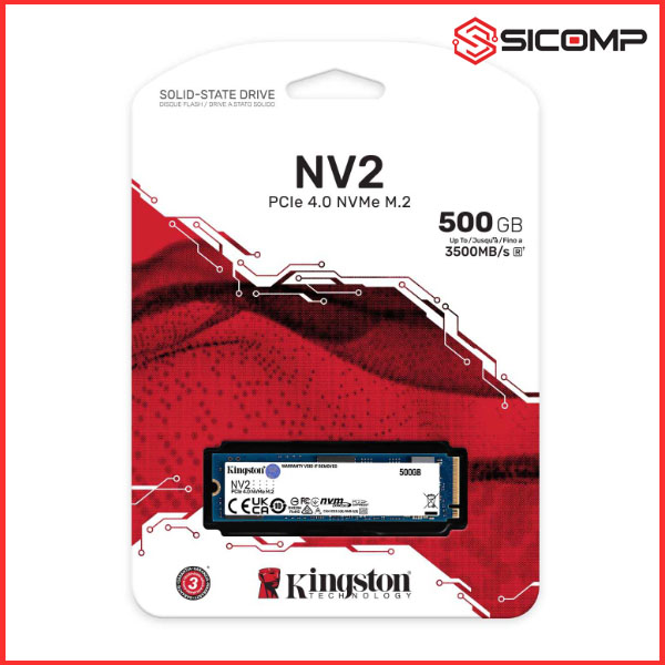 Picture of Ổ CỨNG SSD KINGSTON NV2 500GB NVME M.2 2280 PCIE GEN 4X4 (ĐỌC 3500MB/S - GHI 2100MB/S)