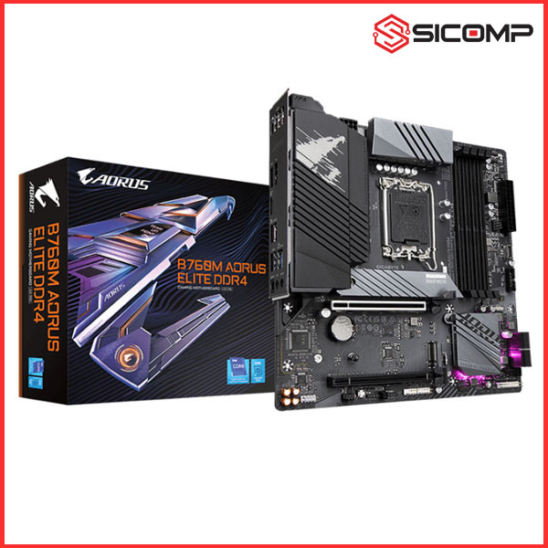 MAINBOARD GIGABYTE B760M AORUS ELITE DDR4 (INTELel B760/ LGA 1700/ M-ATX/ 4 KHE RAM DDR4/ LAN), Picture 1