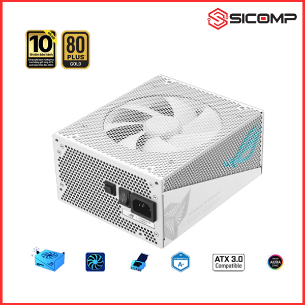 NGUỒN ASUS ROG ROG STRIX 1000G AURA WHITE GAMING (ATX3.0/PCIE 5.0/FULL MODULAR/MÀU TRẮNG), Picture 2